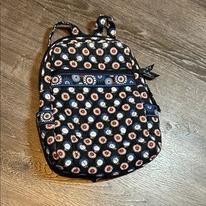 Vera Bradley Black and Red Floral Backpack owls